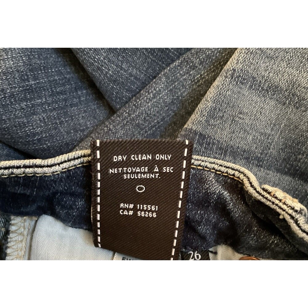 Seven For All Mankind The High Waist Jeans Blue Denim Med Wash Raw Hem Size 26 - Picture 13 of 14